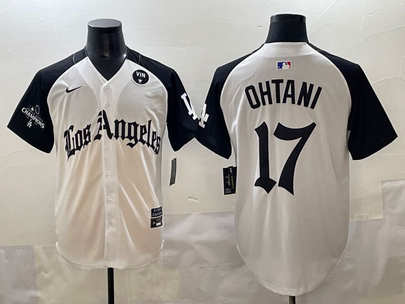 Men 2025 Los Angeles Dodgers #17 Ohtani White black Five generations Joint Name Nike MLB Jersey style 5266->los angeles dodgers->MLB Jersey